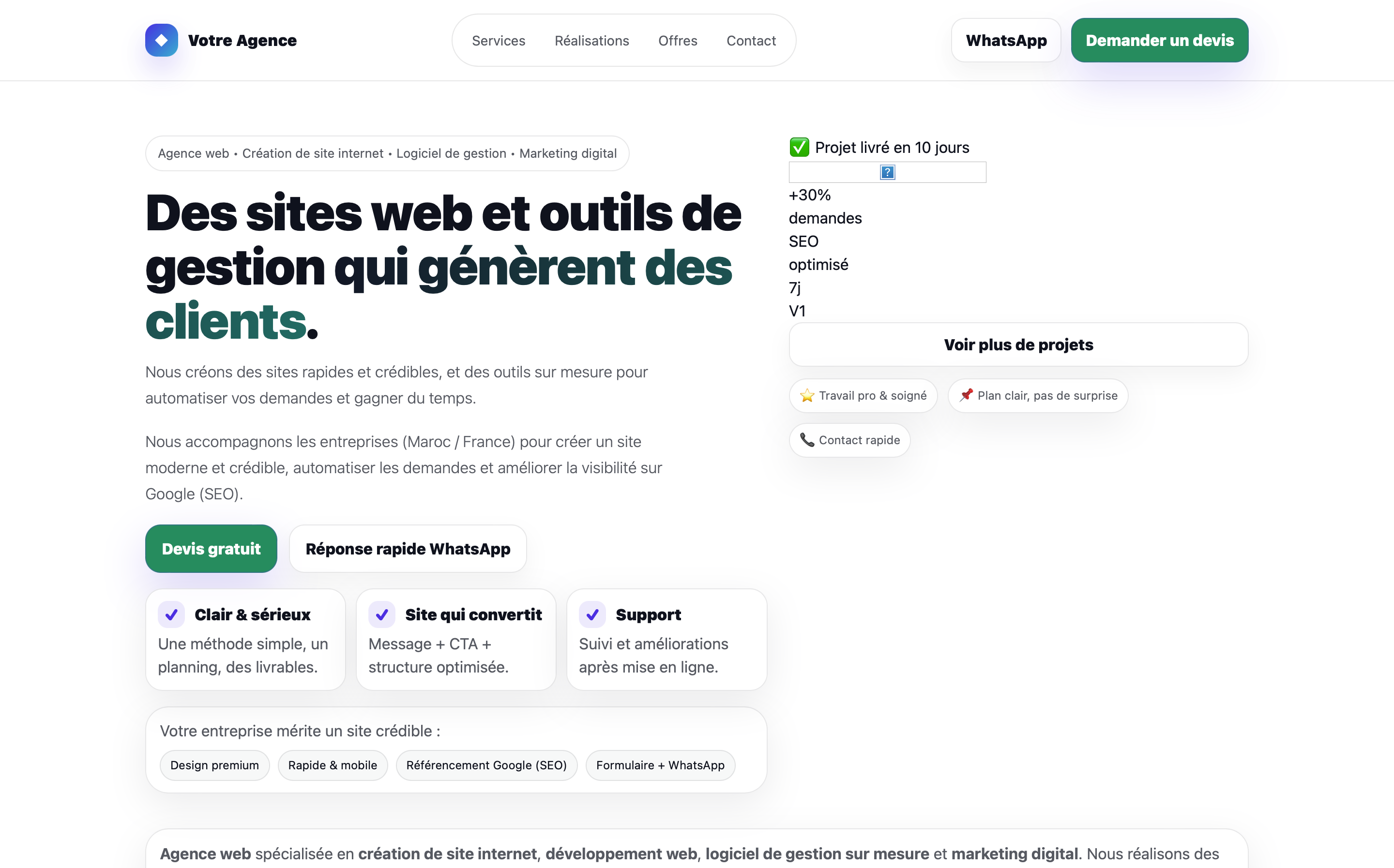 Exemple de site web réalisé